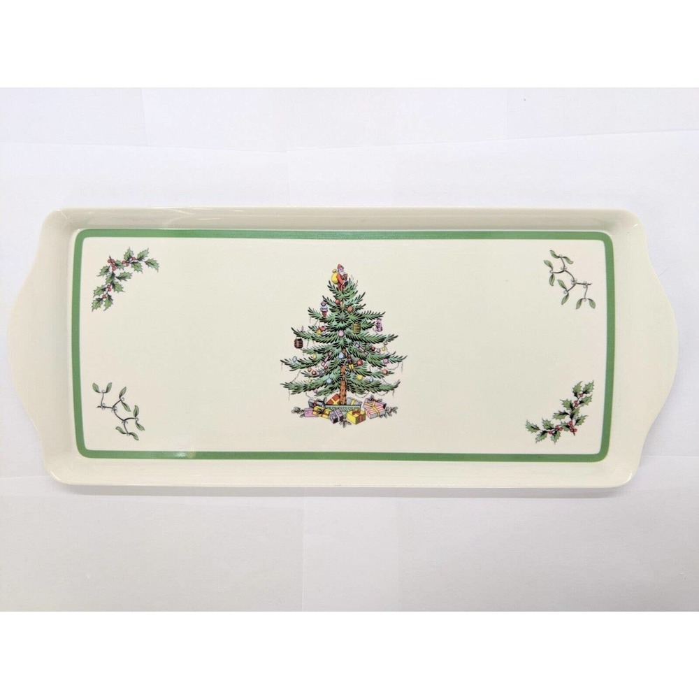 Pimpernel Christmas Tree Melamine Sandwich Tray, 15.1 in x 6.5 in